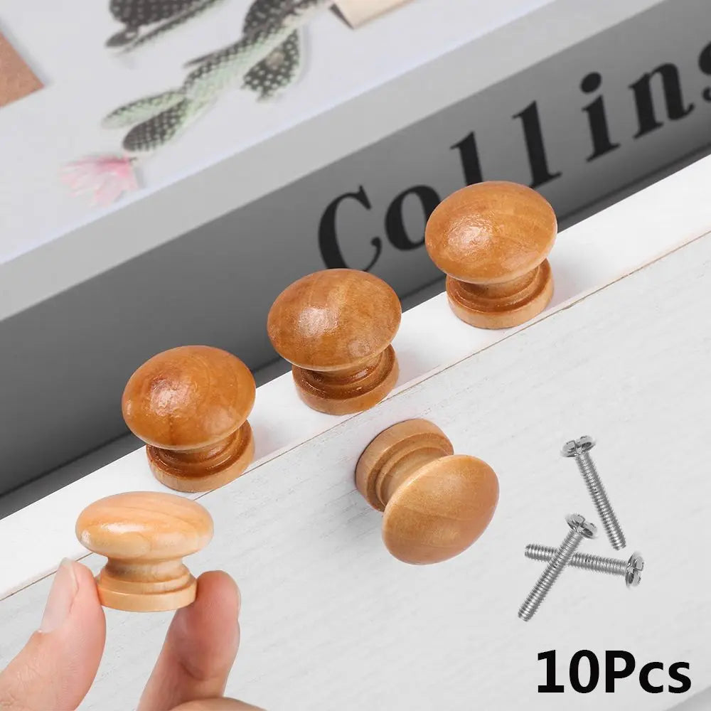 10pcs/Lot Round Natural Wooden Cabinet Pulls Round Shape Drawer Knob Door Handle Wardrobe Pulls Furniture Fitting Hardware