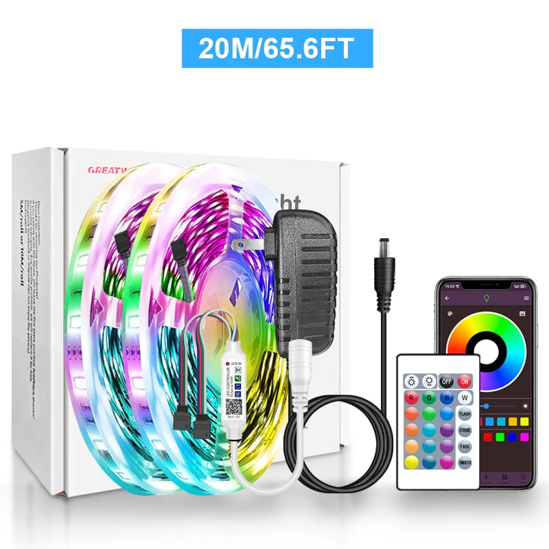 LED Strip Lights RGB 5050 LED Strips Bluetooth APP Control Color Changing DC 12V 30LEDS/M Per Meter For Bedroom Room Kitchen Bar