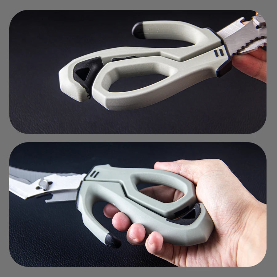 Multifunctional stainless steel detachable kitchen scissors, fishing scissors with fish bone remover, non-slip handle