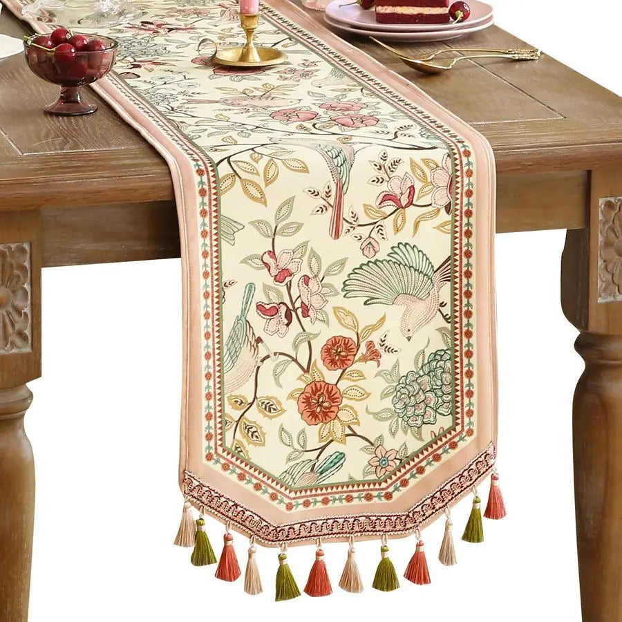 Velvet French Table Runner Farmhouse for Home Kitchen Dining Decor Parties Family Dinners Wedding 1263