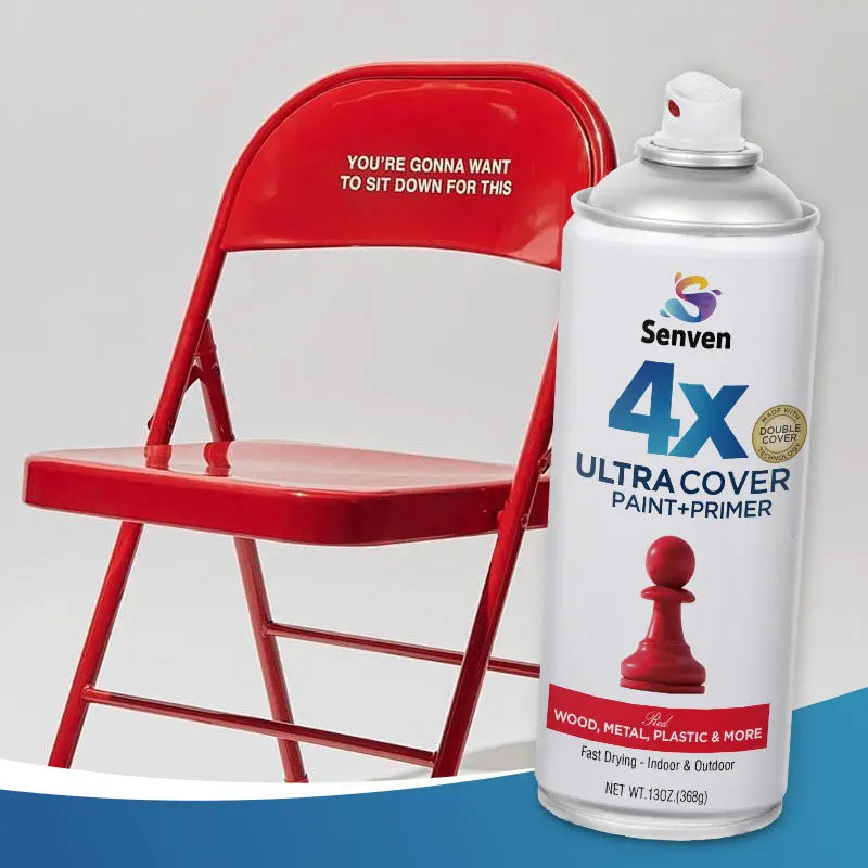 Senven 2 Packs of 26OZ Multi-sided Red Spray Paint Sets Paint + Primer 5 Times Stronger Adhesion Anti-rust Odorless Formula