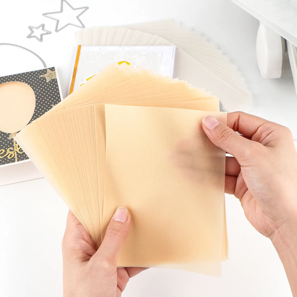 30pcs Colored Gold/Silver Frosted Smooth Vellum Paper Sheets Heat Resistant Translucent Tracing Paper For Embossing Card Making