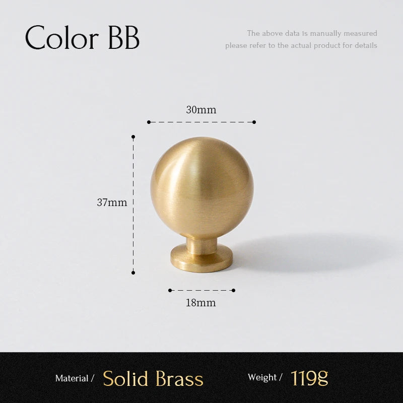 Santaya Brass Knob Round Furniture Handle Ball Modern Minimalist Gold Drawer Knob Wardrobe Pull Kitchen Handle Solid Single Hole