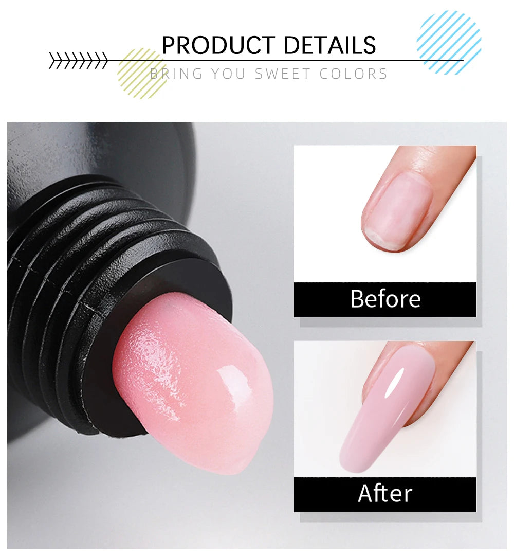 PUENTE 5Pcs/Set 30ML Poly Nail Gel Fast Nails Extend Clear White Pink Colors Hema-Free Acrylic Gel Soak Off UV Builder Nail Gel