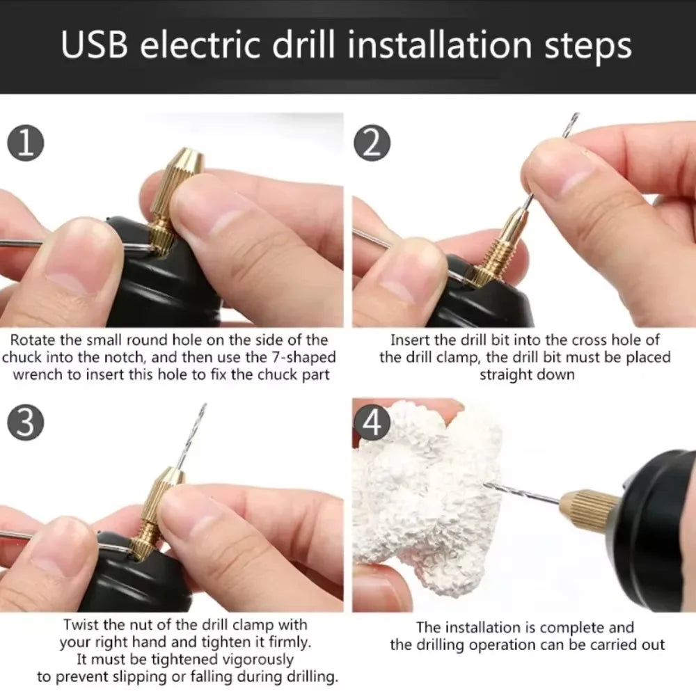 Micro-Electric Hand Drill Set For Resin,Electric Mini Drill For Jewelry Making Electrical Pin Vise Kit