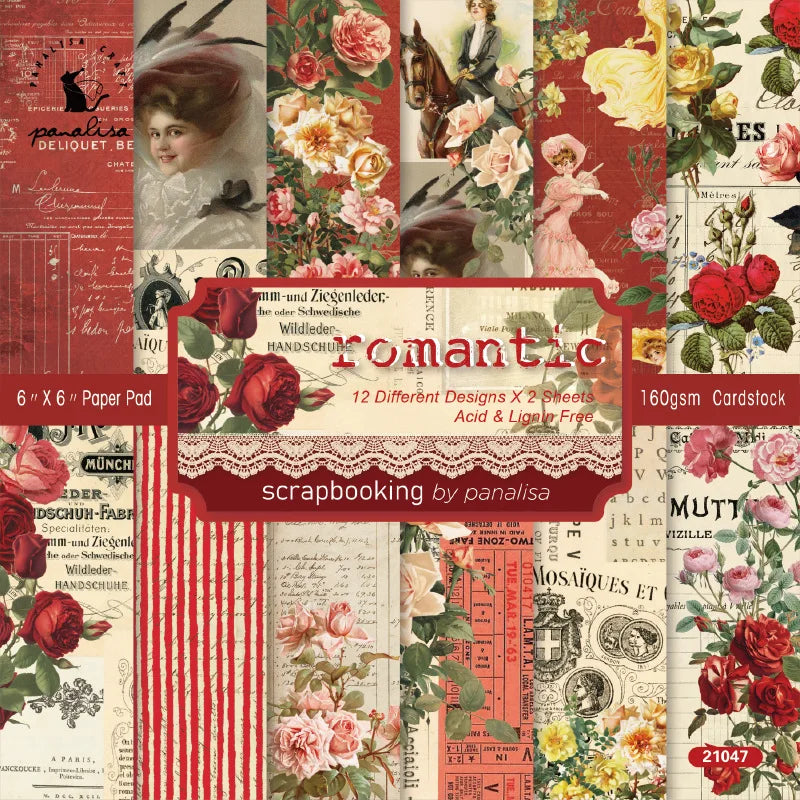 12 Sheet Scrapbooking Paper 15x15cm, Christmas Journal Planner Paper Pad Cardstock Backgrounds Card for DIY Art Craft Decoration