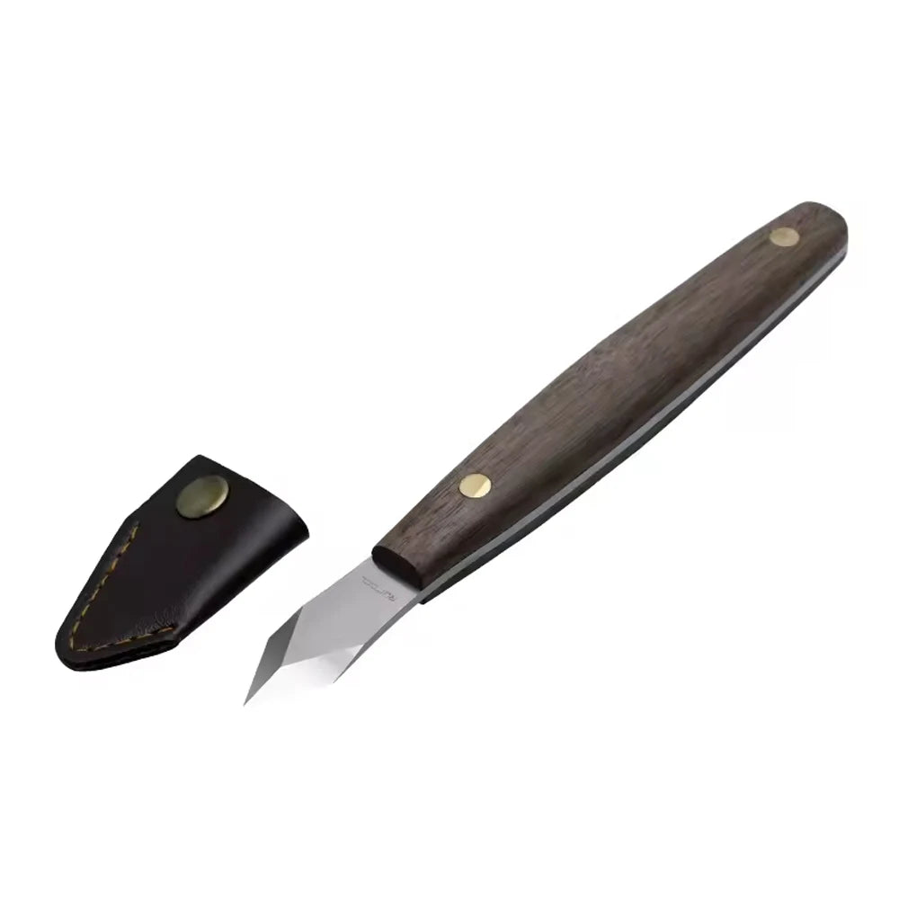 High Carbon Steel Marking Knife with Double Bevel Blade Wooden Handle for Precision Marking and Carving with Protective Sheath