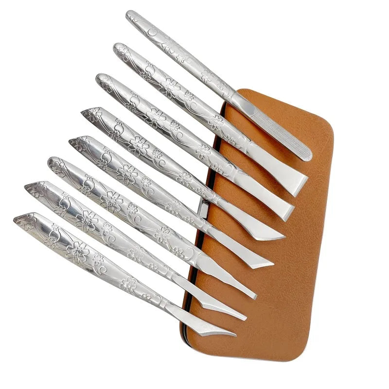 Leather Craft Knife 1 Set of 8 PCS Leather Cutting Tool Leather Craft Skiving Sharp Handle Knife Leather Craft Handwork DIY Tool
