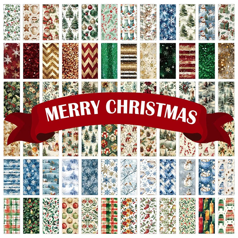 Christmas Scrapbook Paper Pad 12 Sheets 6x6 Glitter Confetti Snowflake Single-sided Prints Cardstock 160gsm Acid-free Decorative