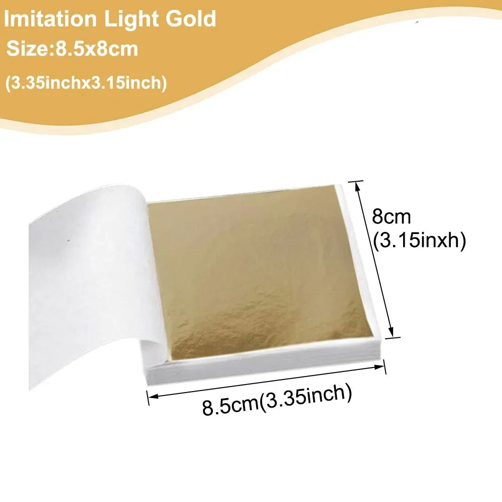 100pcs Imitation Gold Sliver Copper Foil Paper DIY Resin Candle Plaster Craft Leaf Flake Gilding Sheets Art Nail Home Decoration