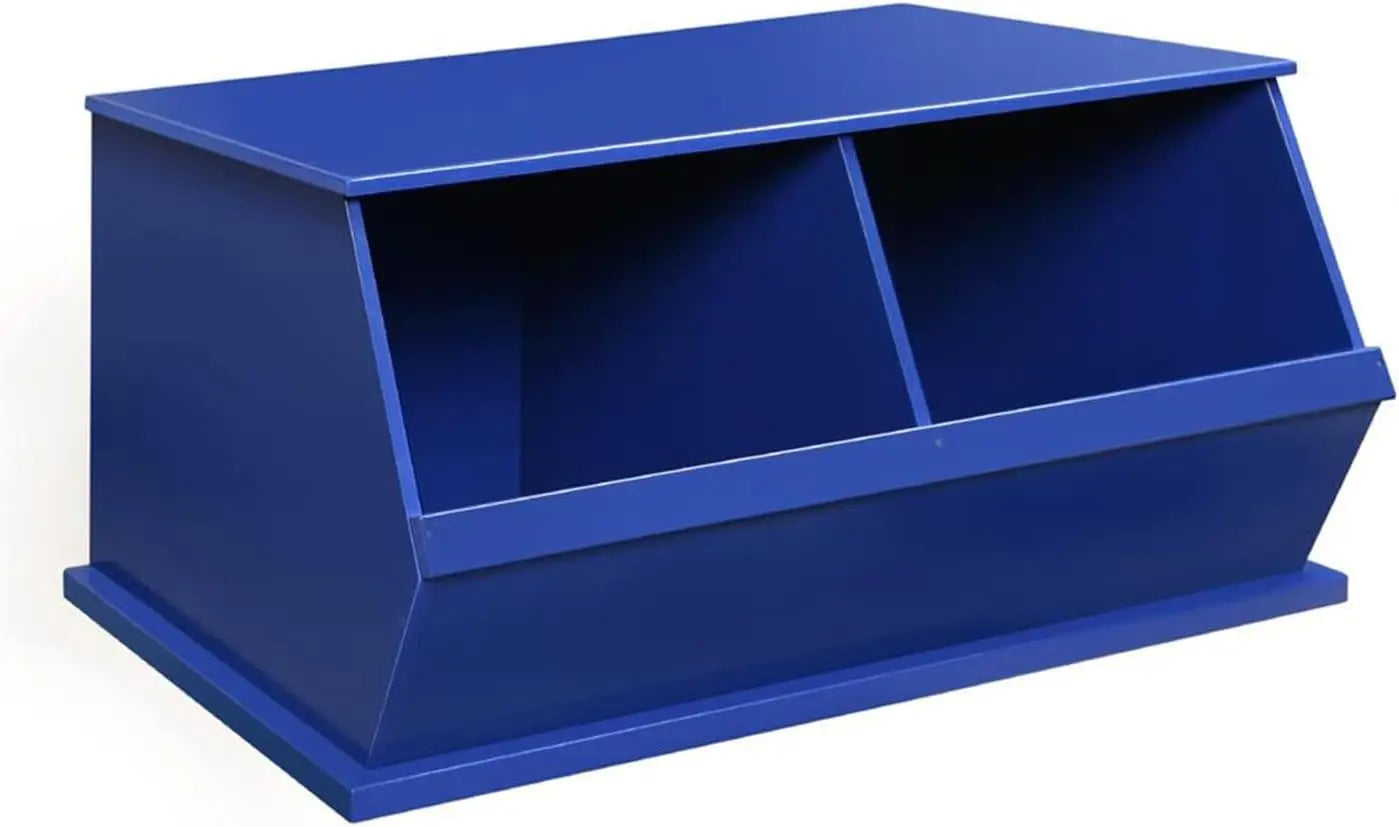Stackable Toy Storage Organizer with Two Bins - Modular Wood Panel Design for Toys, Books & Crafts