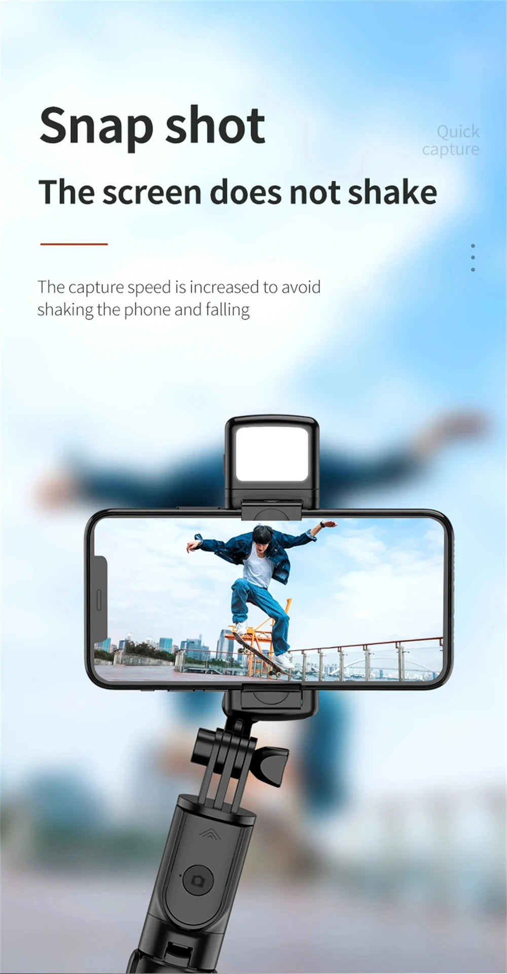 3In1 Bluetooth Wireless Selfie Tripod with Fill Light Shutter Remote Control Portable Foldable Monopod for IPhone Smart Phone
