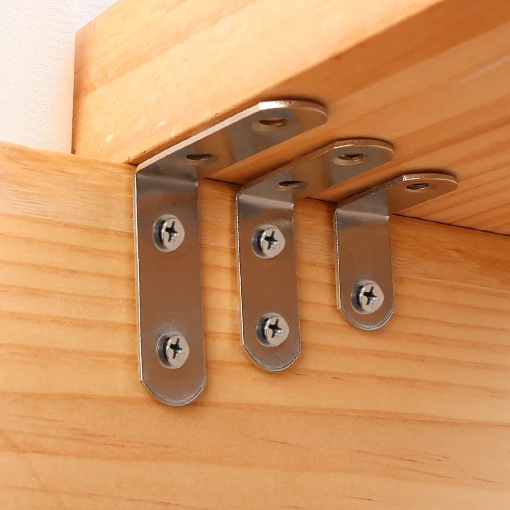 20-1pcs L Shaped Corner Brace Stainless Steel Joint Bracket 90 Degree Connector Fastener Furniture Shelves Cabinet Support Frame