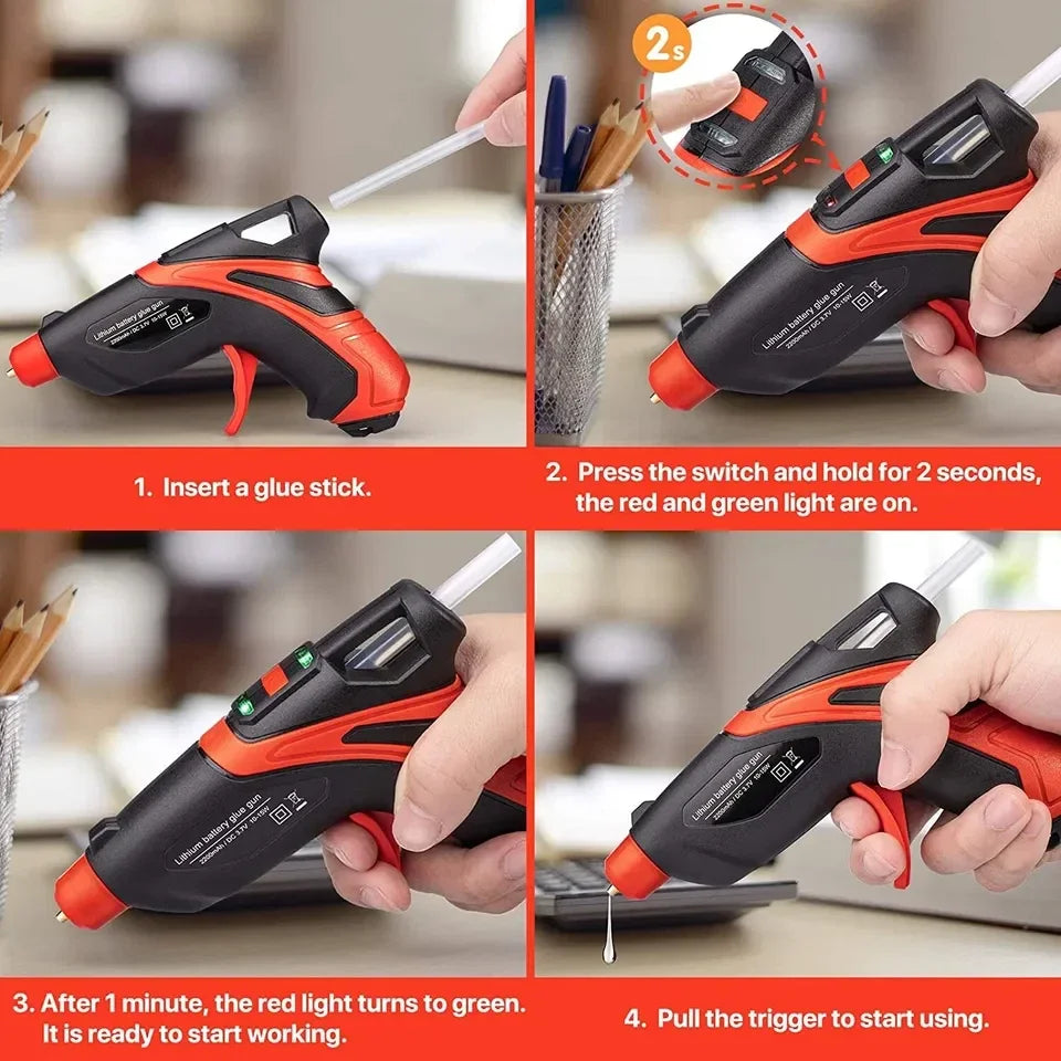 Hot Melt Glue Gun Rechargeable Cordless Mini Fast Preheating Hot Glue Gun Kits For Crafting DIY Repair Tools With 30 Glue Sticks