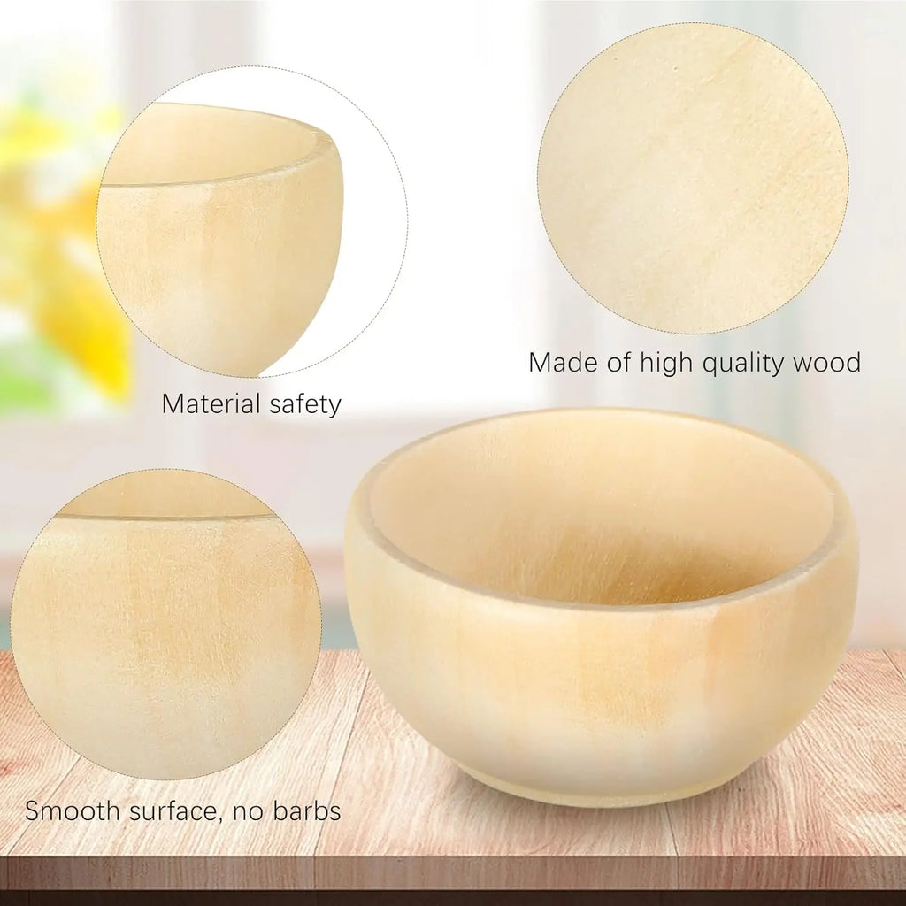 40 Pcs Unfinished Wooden Mini Bowls, 1.5 oz Capacity for DIY Crafts, Serving Condiments, Nuts, Dips