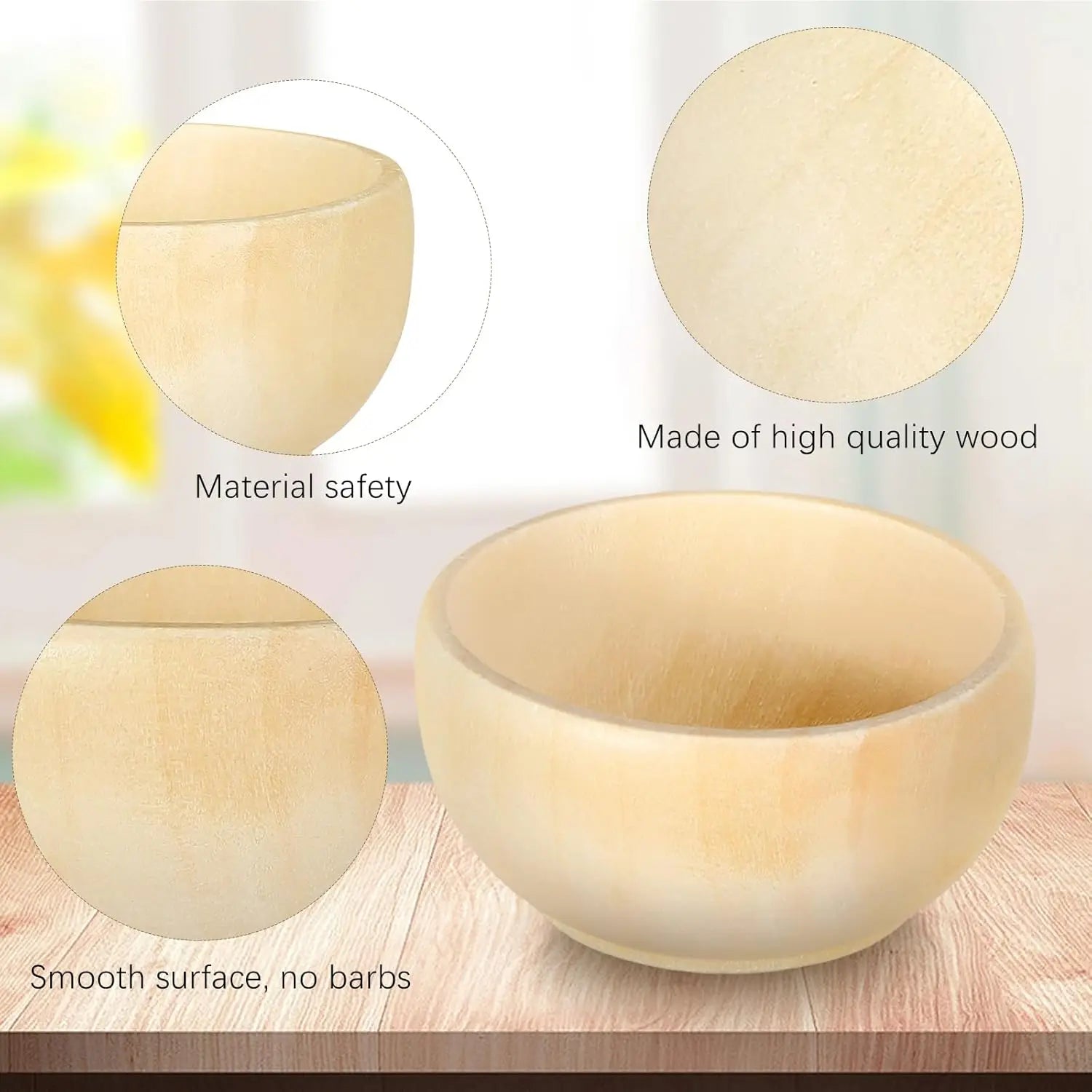 40 Pcs Unfinished Wooden Mini Bowls, 1.5 oz Capacity for DIY Crafts, Serving Condiments, Nuts, Dips