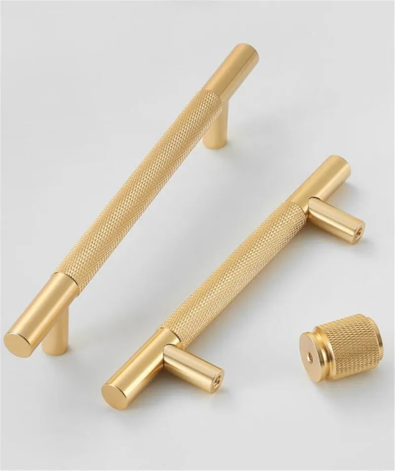 KK&FING Gold Knurled Handles For Cabinet And Drawer Aluminum Alloy Wardrobe Handles Kitchen Cabinet Pulls Knurled Drawer Knobs