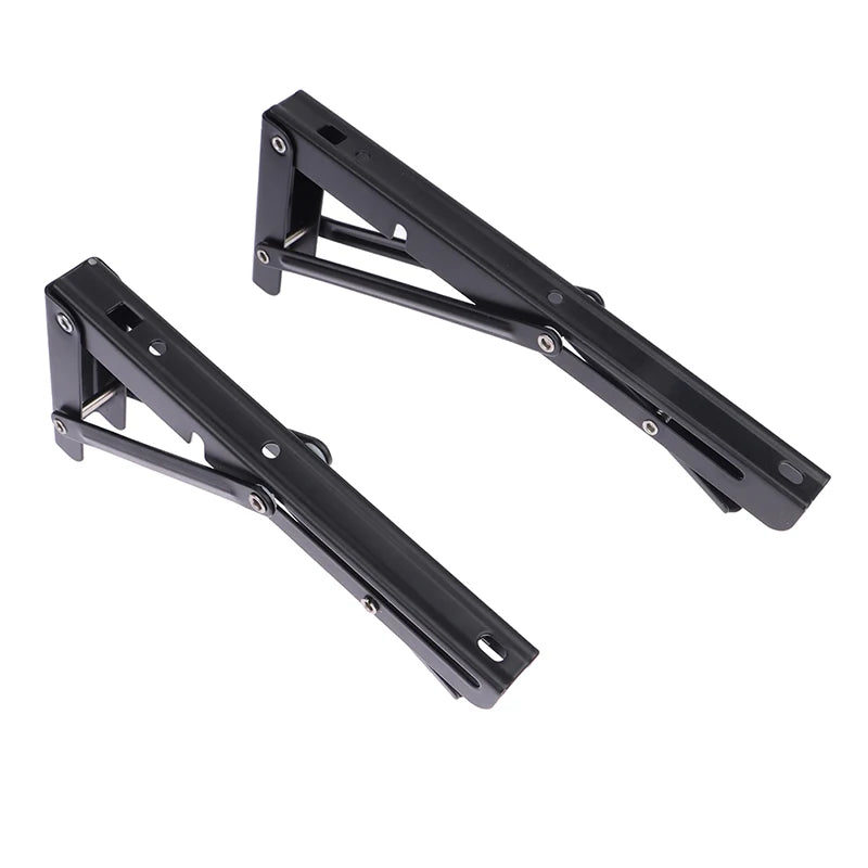 8/10 inches Sturdy Steel Folding Shelf Brackets Wall-Mounted Design for Workbench Table, Table Shelves Angle Bracket Hardware