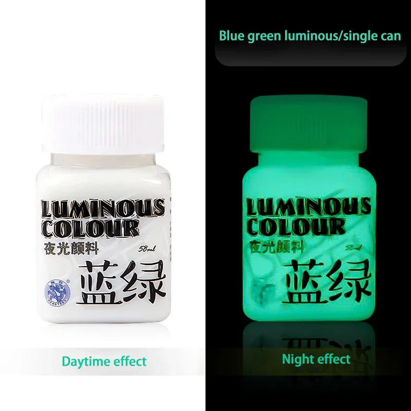 58ML Fluorescent Acrylic Pigment Luminous Pigment Glow in Dark Hand Painted DIY Festival Party Wall Light Absorbing Pigment