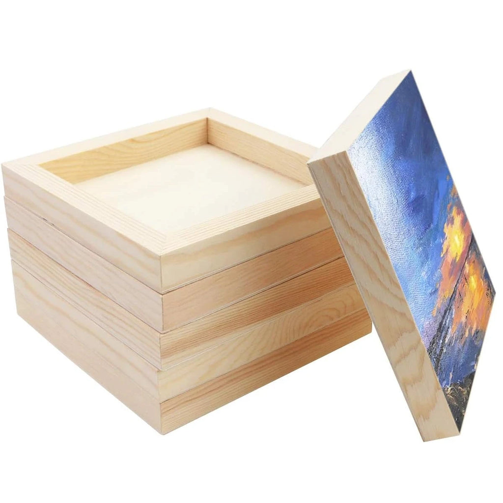 Square Wood Panels, 6x6"/15x15cm, Blank Wooden Canvas Cradled Painting Panel Boards for Drawing, , Pouring, DIY Arts Crafts