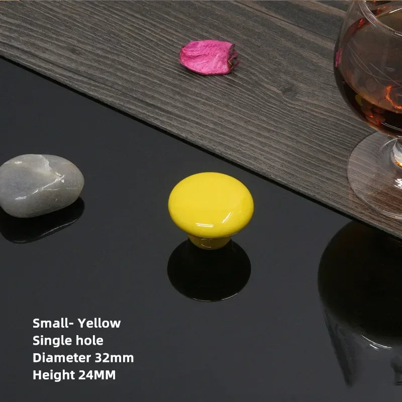 Colorful Ceramic Door Handles Round Cabinet Knobs Cupboard Drawer Wardrobe Pull Knob Furniture Candy Color Accessories