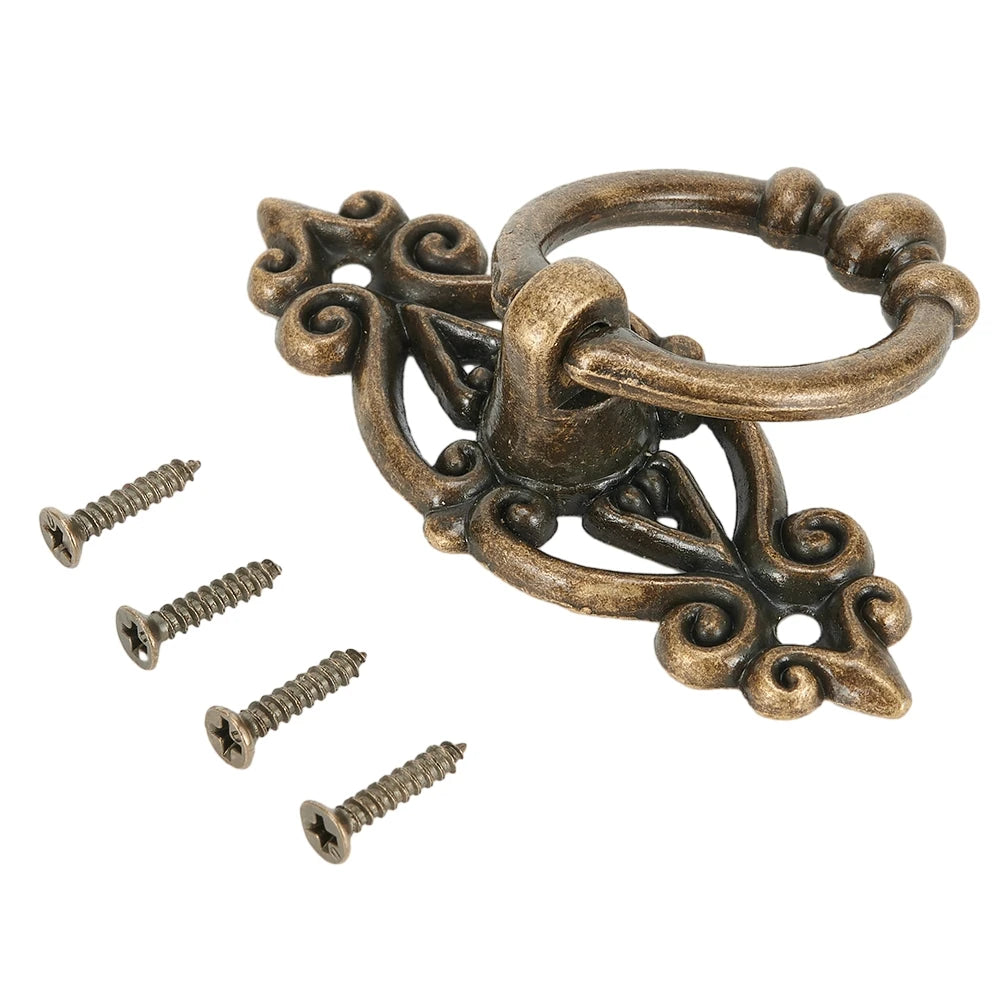 Cabinet Retro Handle Door Antique Alloy Handle Drawer Pull Ring Wood Case Handle Hanging Ring For Home Furniture DIY Decoraction