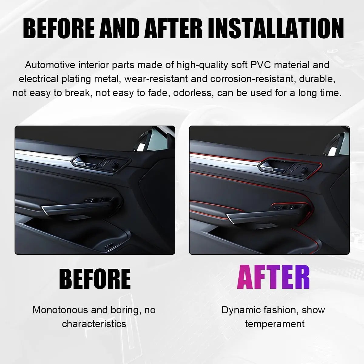 Car Interior Trim Strips, 9.8ft Auto Decoration Styling Door Dashboard, DIY Vehicle Interior Filler Insert Flexible Strip with I