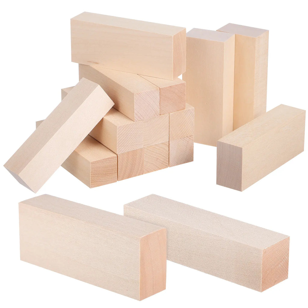 14Pcs Wooden Dowels Set Square Wood Sticks Fine Crafted Basswood Strips for Handicrafts DIY Projects Woodworking Trim Natural