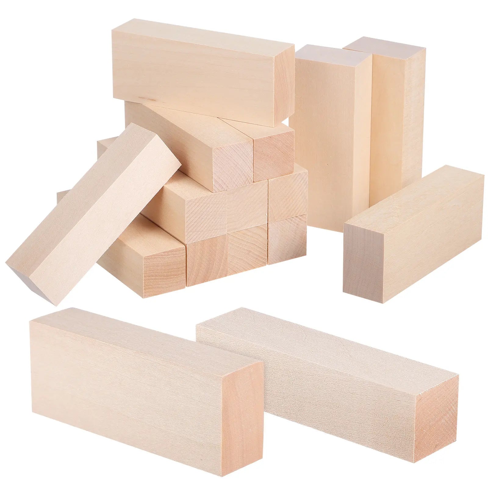 14Pcs Wooden Dowels Set Square Wood Sticks Fine Crafted Basswood Strips for Handicrafts DIY Projects Woodworking Trim Natural