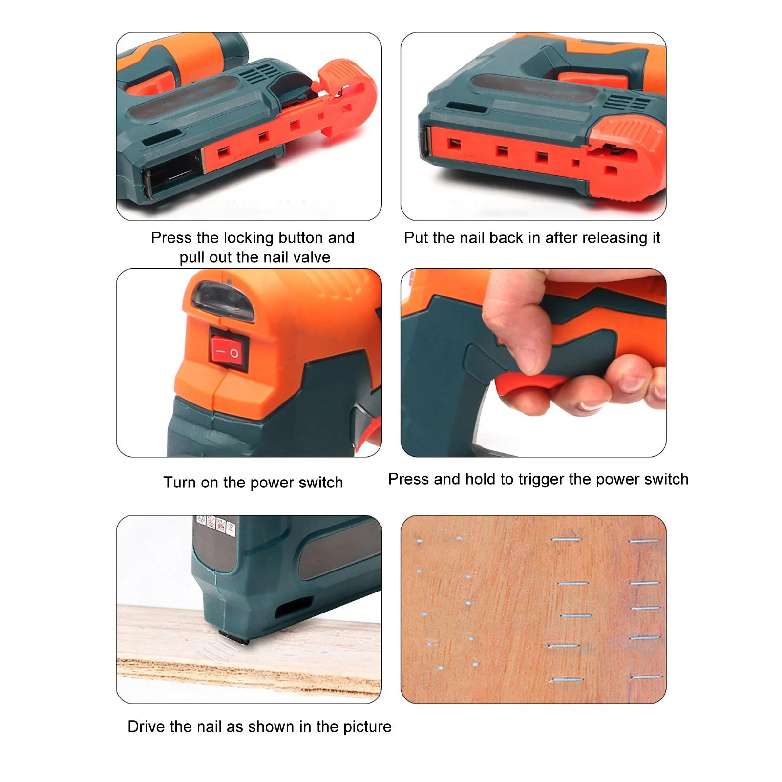 Cordless Brad Nailer Portable USB Charging Battery Powered Nail Gun for Woodworking Electric Nail Gun Battery Powered Nail Gun