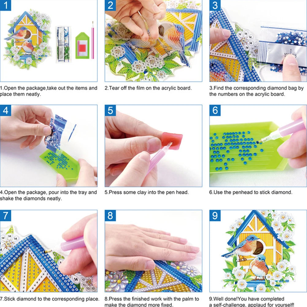 DIY Diamond Painting Tray Kit Heat-Resistant Diamond Painting Wooden Tray Diamond Painting Tray Set for Home Dining and Parties