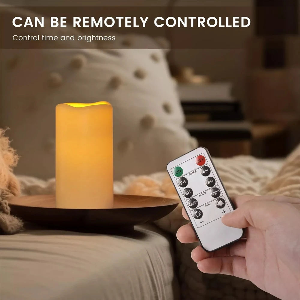 Flickering Flameless Candles 3X Battery Operated Flickering Led Candles Flameless Wax Pillar Candles Light Waterproof Pillar Led