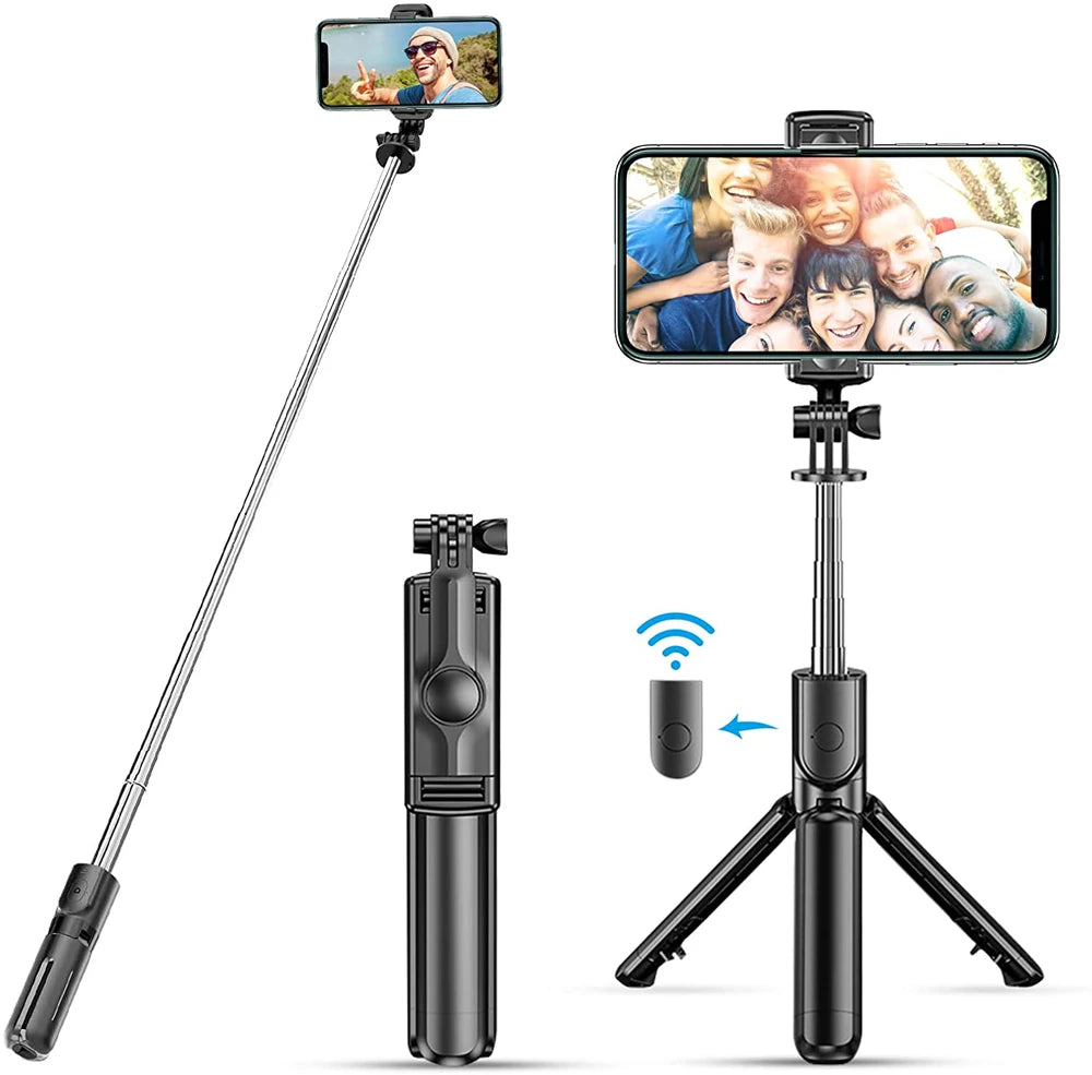 3In1 Bluetooth Wireless Selfie Tripod with Fill Light Shutter Remote Control Portable Foldable Monopod for IPhone Smart Phone