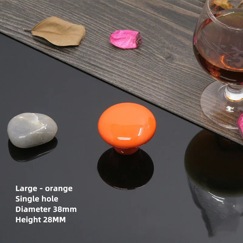 Colorful Ceramic Door Handles Round Cabinet Knobs Cupboard Drawer Wardrobe Pull Knob Furniture Candy Color Accessories