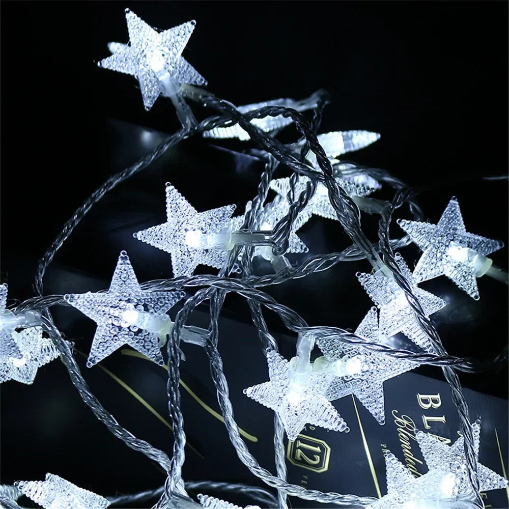 Battery Power Star String Lights Led Fairy Light Christmas Garland for New Year Wedding Party Camping Home Decoration Ramadan