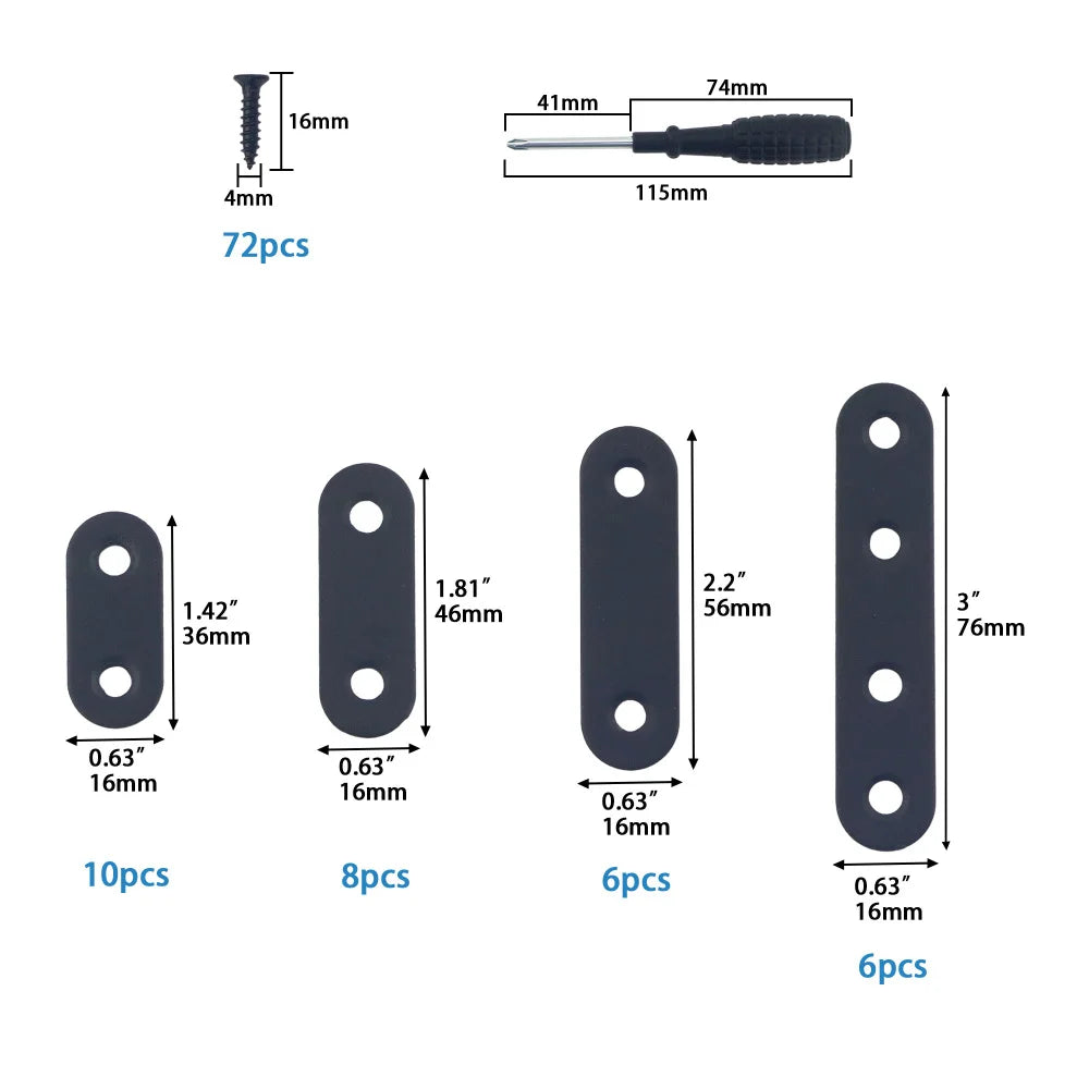 5 Pcs Stainless Steel Flat Metal Fixing Corner Brace Bracket, (Silver)16size for Furniture, Wood, Shelves, Cabinet