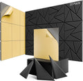 22-Pack Self-Adhesive Acoustic Panels, 12x12x0.4 Inch High-Density Soundproof Foam for Home Studio Office - Black
