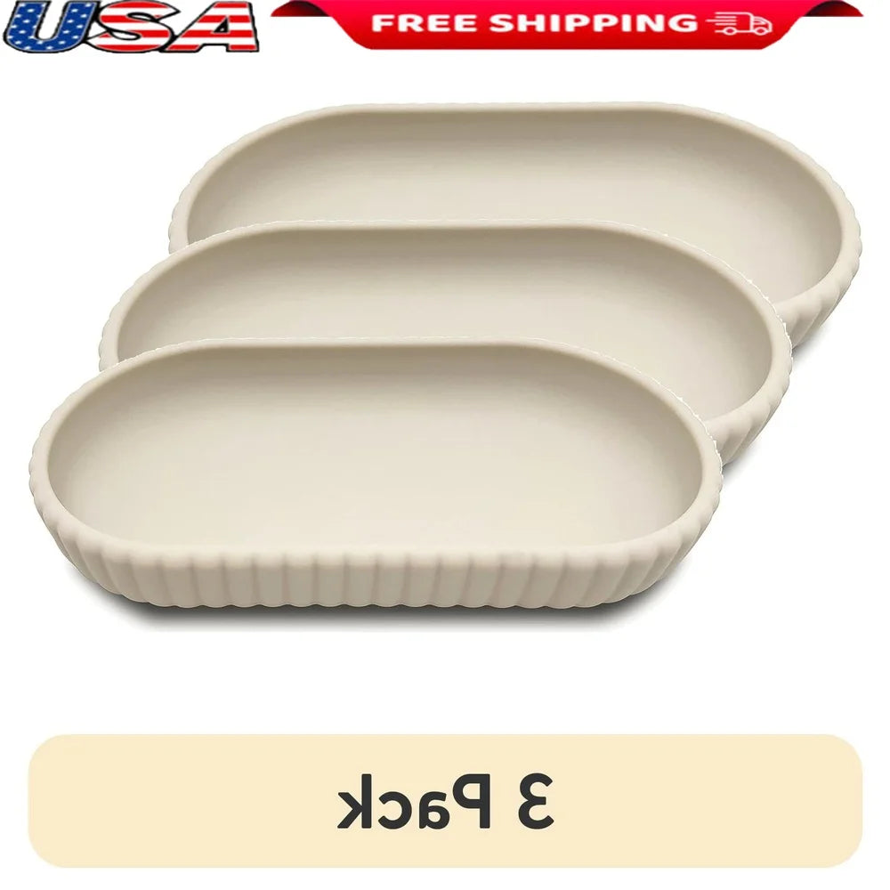 Rubberized Plastic Accessory Tray Ribbed Storage Organizer Bathroom Soap Toothbrush Jewelry Makeup Chic Durable Design