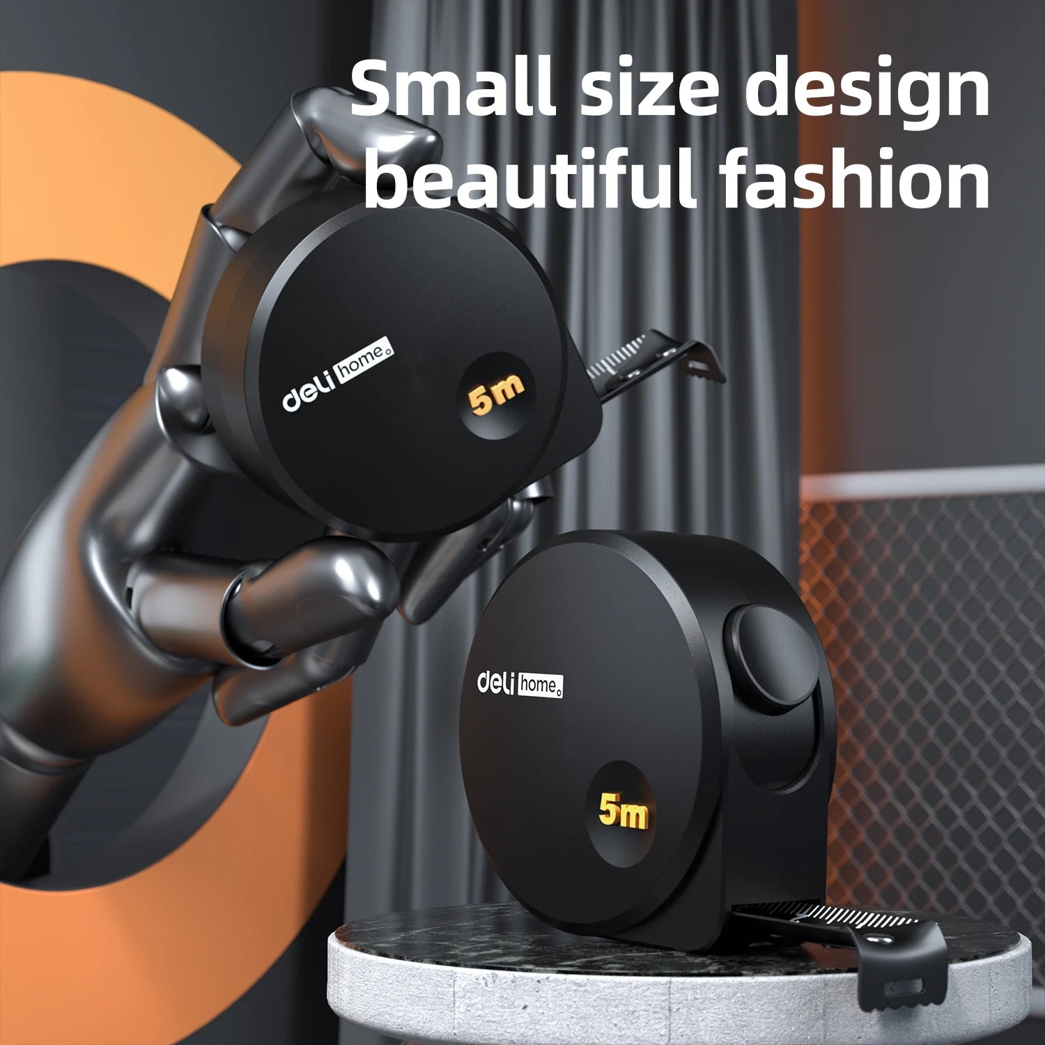 Deli Tools 1 Pcs 5M Measuring Tape Black Carbon Steel Material High Quality Household Woodworking Portable Measuring Tool