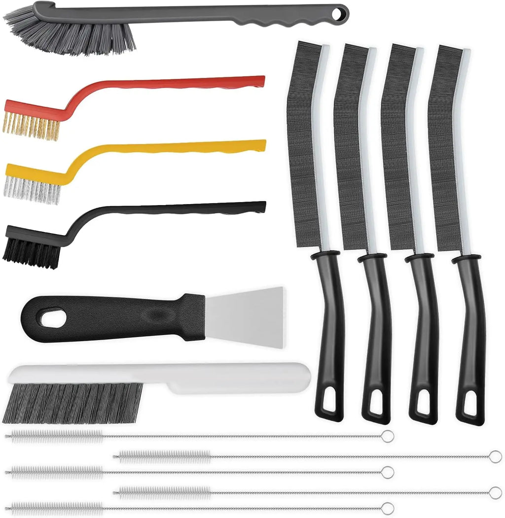 15-Piece Hard Bristle Crevice Cleaning Brush Set for Home, Bathroom, Kitchen, Window and Corners