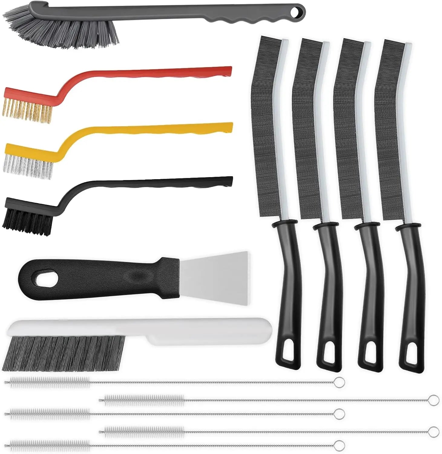 15-Piece Hard Bristle Crevice Cleaning Brush Set for Home, Bathroom, Kitchen, Window and Corners