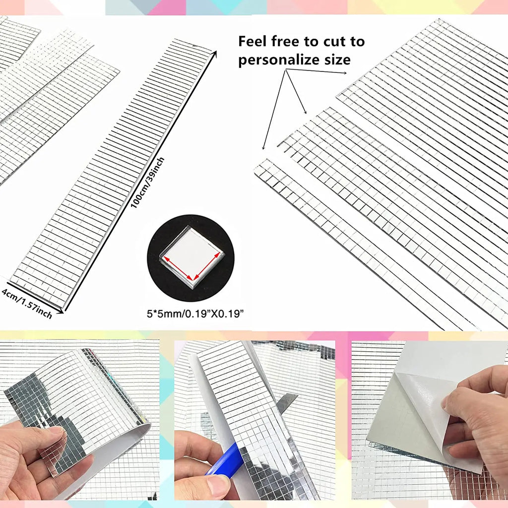 Self-Adhesive Real Glass Craft Mini Square Mirrors Mosaic Tiles Stickers Bathroom DIY Handmade Craft Home Decoration Making Tool