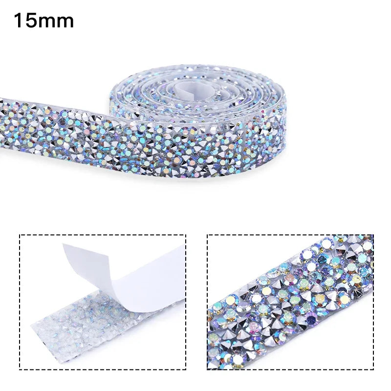 10mm-30mm Rhinestone Ribbons Self-Adhesive Trim Gift Handmade Rhinestone Stickers Applicator Ribbon With Rhinestones Appliques