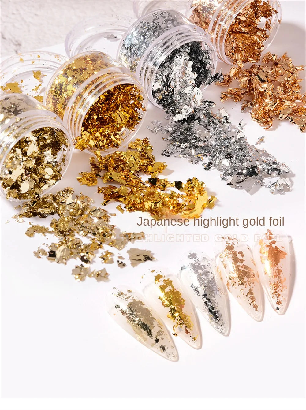 Nail Art Accessories Gold Silver Copper Foil Sequins Glitter Leaf Flake Sheet Bulk Foil Paper For Gilding Manicure Decoration