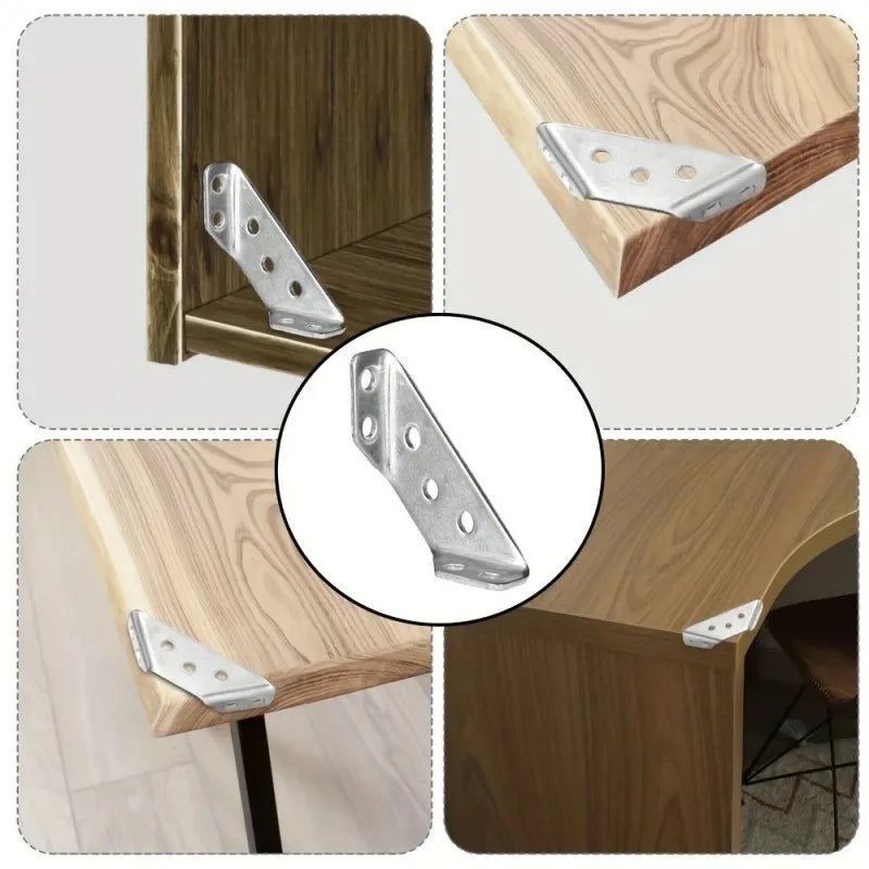 Stainless Steel Corner Brackets with Screws 90° Right Angle for Wood Furniture Shelves Cabinets Corner Connector 1-30PCS