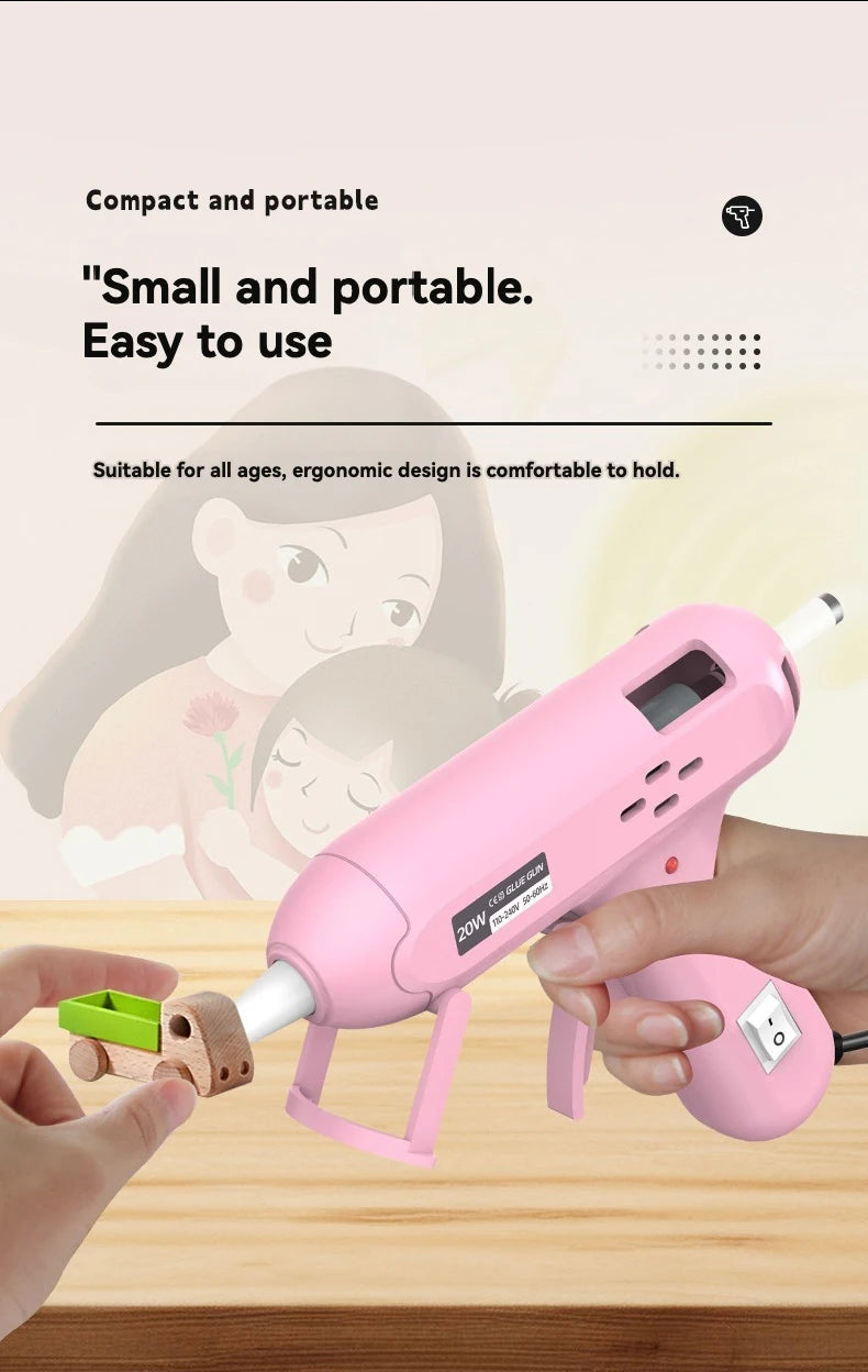 JCD 20W Hot Melt Glue Gun DIY Mini Household Industrial Guns Heat Temperature Thermo EU Electric Repair Tool Use 7mm Glue Sticks