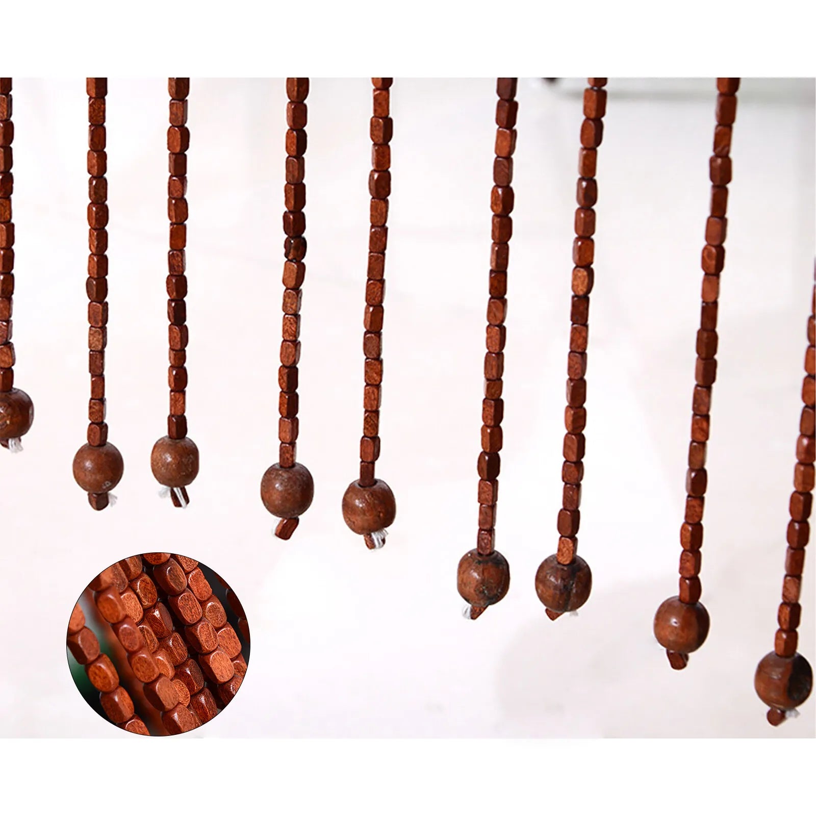 Hand-Polished Bamboo Wood Door Beads Eco-Friendly Natural Home Decor 27 Strands Hanging String Curtain