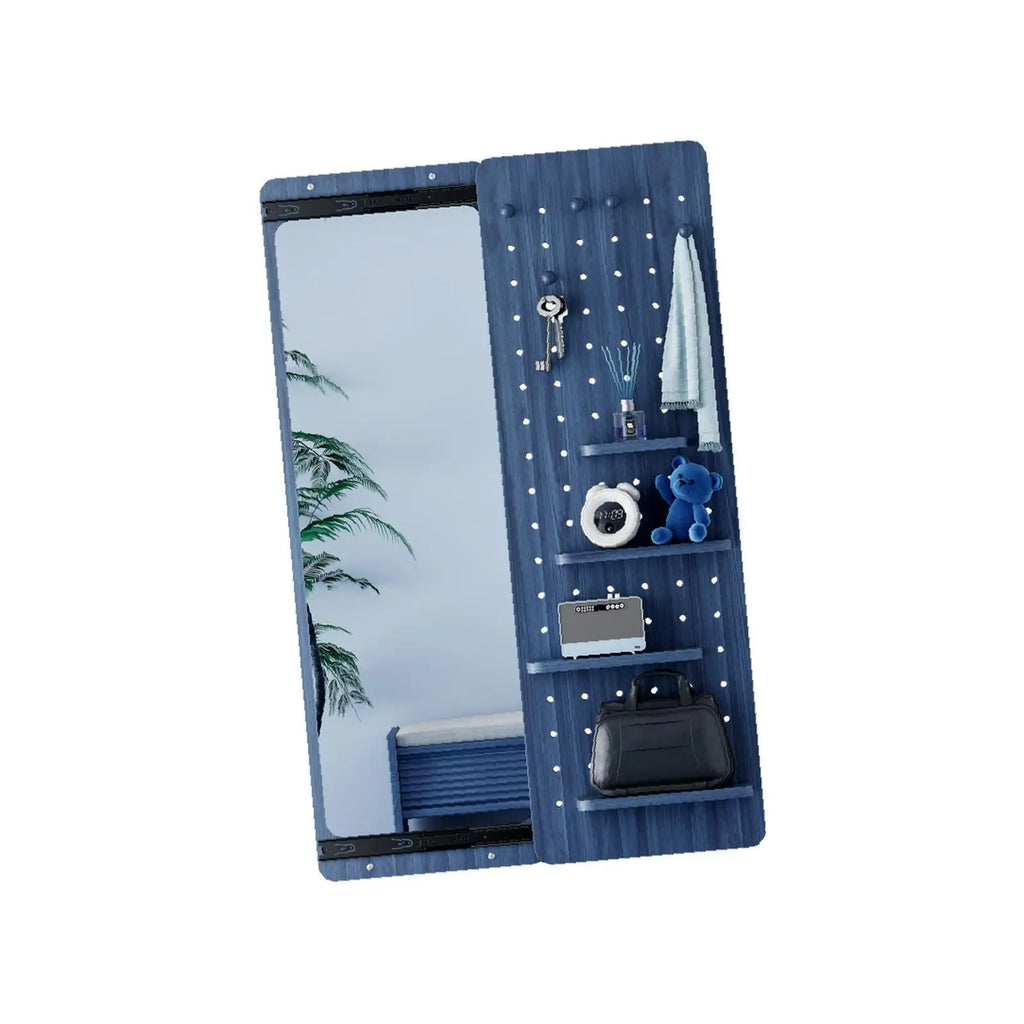 Wall Mounted Full Body Mirror with Storage Multifunctional Wooden Frame Mirror Panel for Living Room Bedroom