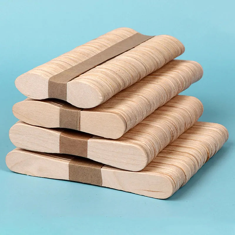 50/100Pcs Ice Cream Sticks Natural Wooden Ice Cream Dessert Spoons Popsicle Sticks Hand Crafts Art Ice Cream Lolly Accessories