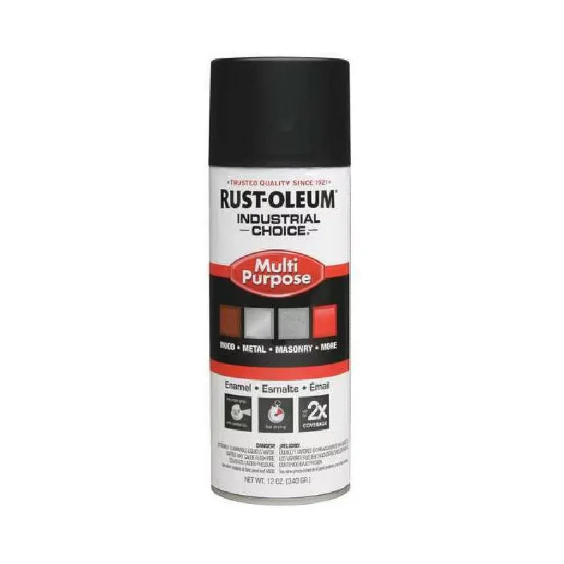 Spray Paint, Black, Semi-Flat, Solvent, 12 oz